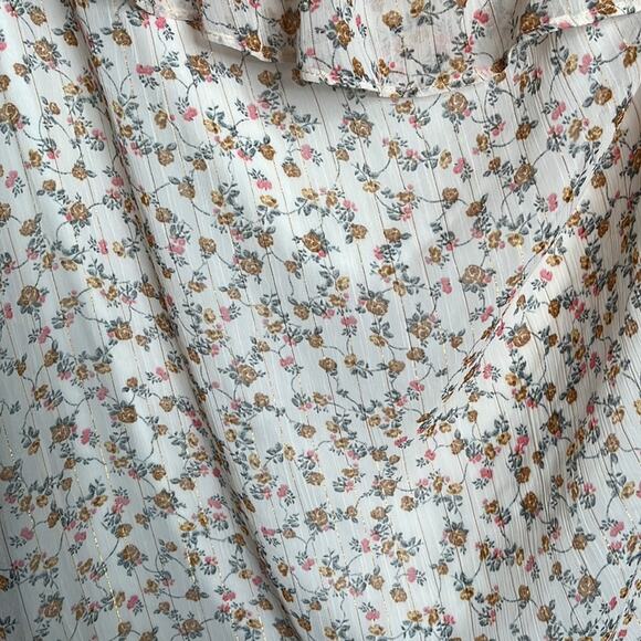 Torrid Light Color Floral One Shoulder Ruffle Blouse Size 3 - Picture 5 of 9